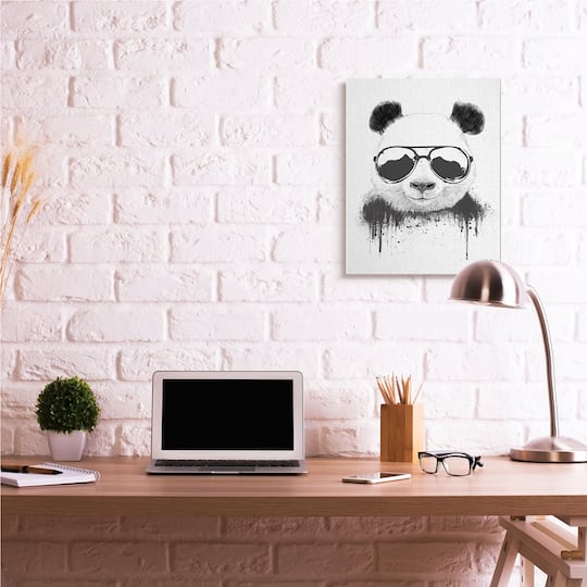 Stupell Industries Cool Panda Sunglasses Black And White Paint Drip Canvas Wall Art